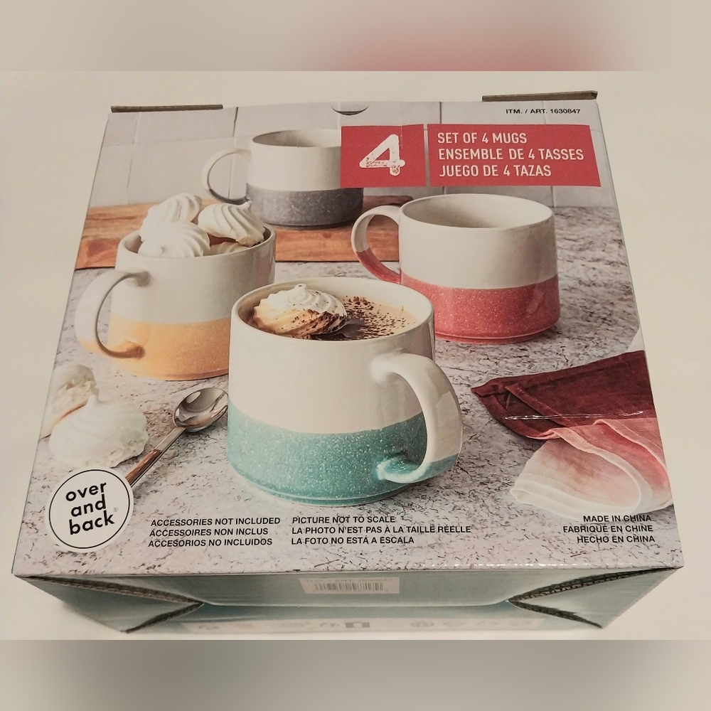 OVER AND BACK SET OF 4 MUGS .